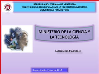 REPÚBLICA BOLIVARIANA DE VENEZUELA
MINISTERIO DEL PODER POPULAR PARA LA EDUCACIÓN UNIVERSITARIA
                UNIVERSIDAD FERMÍN TORO
 