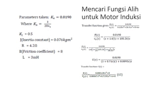 Mencari Fungsi Alih
untuk Motor Induksi
 