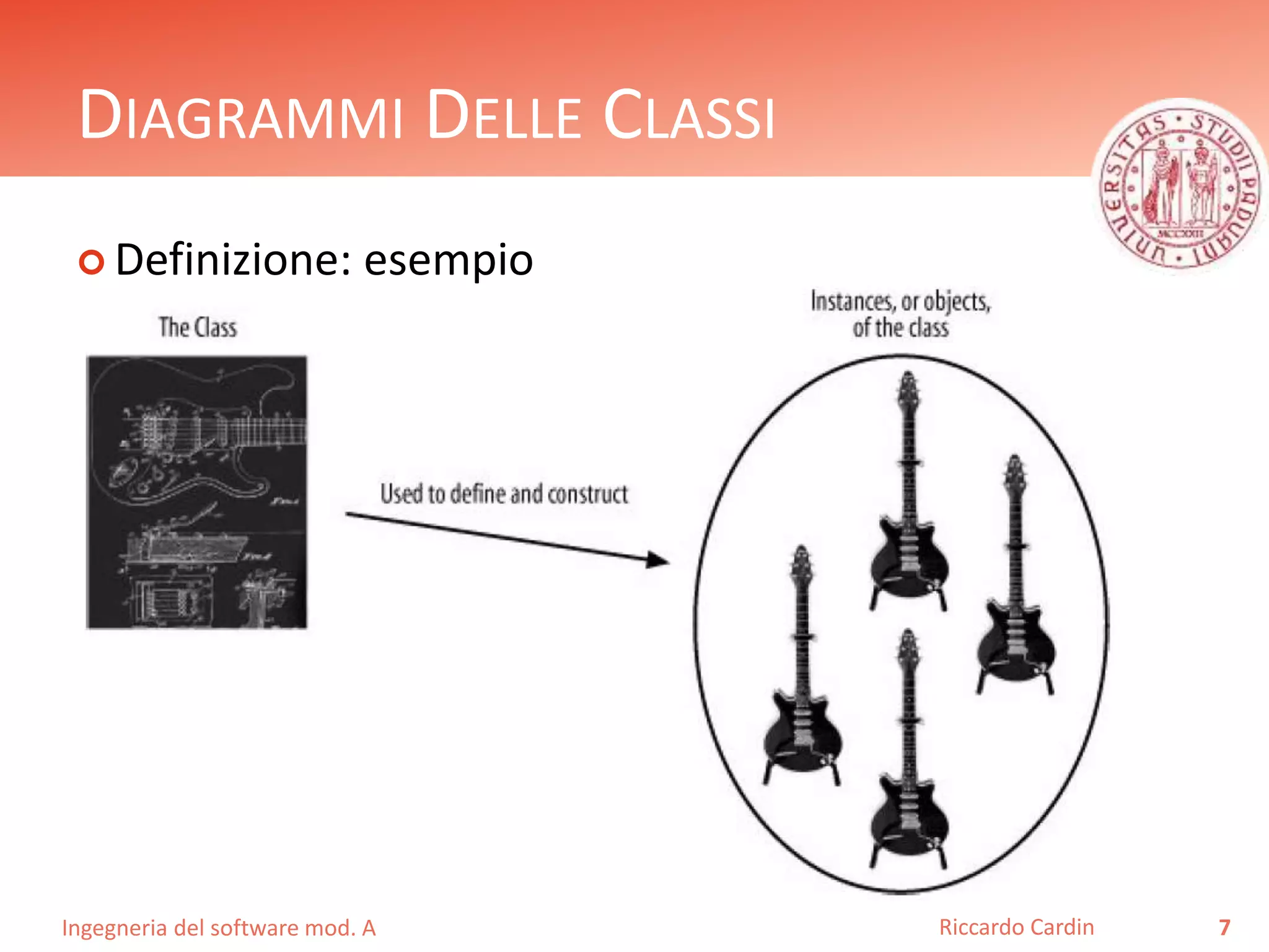 DIAGRAMMI DELLE CLASSI 
 Definizione: esempio 
Ingegneria del software mod. A 
Riccardo Cardin 7 
 