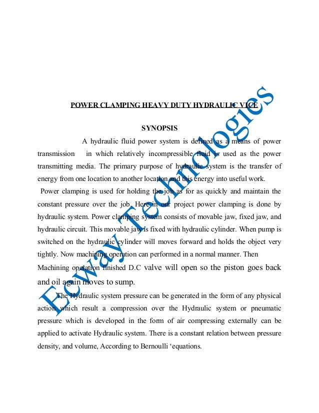 Diagram of power clamping heavy duty hydraulic vice