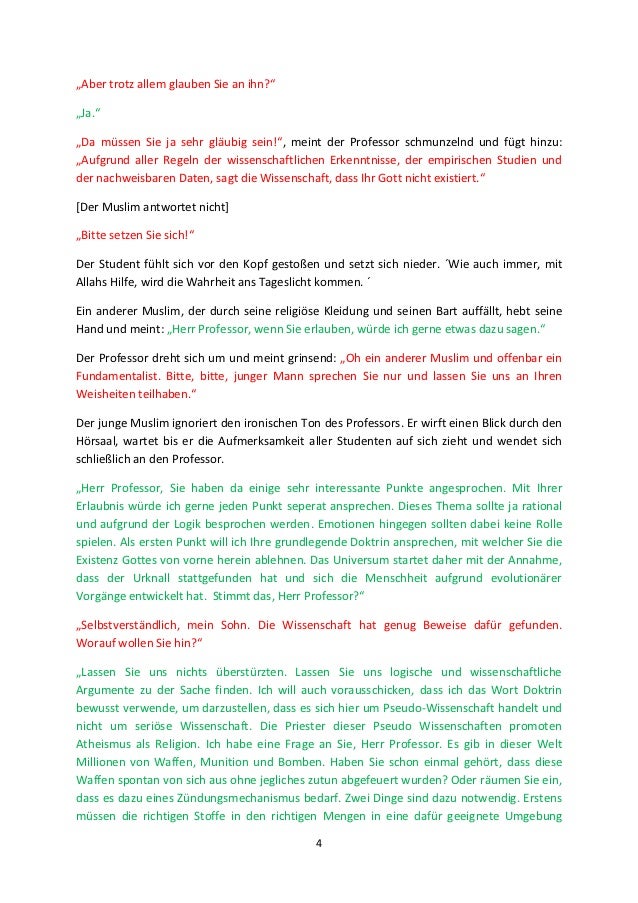 Ein Dialog zwischen einem atheistischen Professor und einem muslimisc…
