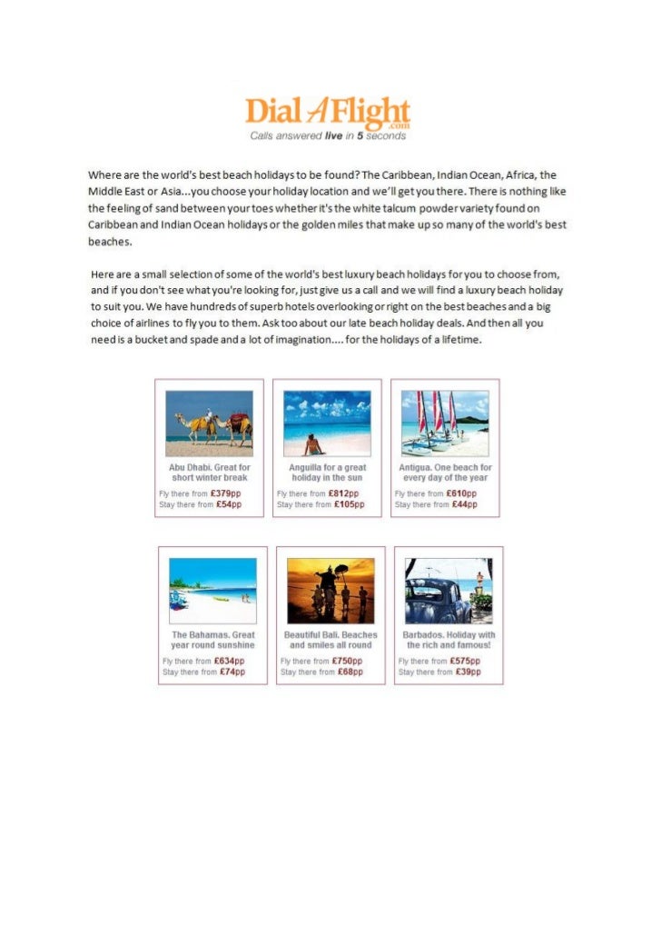 Dial a flight beach holidays
