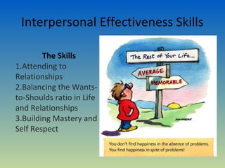 Interpersonal Effectiveness Skills
                      GIVE
               Skill for maintaining relationships
Gentle: U...