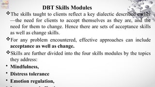 Dialectical Behavior Module Dialectical Behavior Therapy (DBT): A Comprehensive Skills-Based ...