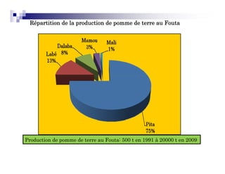 Répartition de la production de pomme de terre au Fouta




Production de pomme de terre au Fouta: 500 t en 1991 à 20000 t en 2009
              p
 