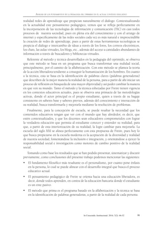 Análisis de los fundamentos de la pedagogía del oprimido en el actual contexto educativo
51In Crescendo. Institucional. 20...