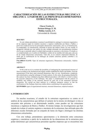 Investigaciones Europeas de Dirección y Economía de la Empresa
Vol. 12 Nº2, 2006, pp.187-204, ISSN:1135-2523
CARACTERIZACI...