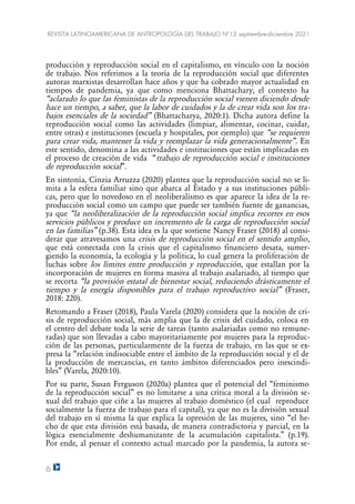 REVISTA LATINOAMERICANA DE ANTROPOLOGÍA DEL TRABAJO Nº12 septiembre-diciembre 2021
producción y reproducción social en el ...