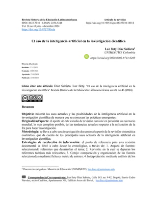 El Uso De La Inteligencia Artificial En La Investigacion | PDF