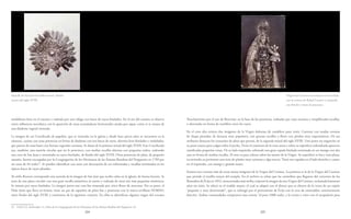 204 205
Neoclasicismo por el uso de florecitas: en la base de las potencias, rodeadas por unas escuetas y simplificadas rocallas,
o alternadas en forma de ramillete entre los rayos.
En el coro alto existen dos imágenes de la Virgen dolorosa de candelero para vestir. Cuentan con sendas coronas
de chapa pintadas, de facturas muy populares, con gruesas rocallas o flores con pétalos muy esquemáticas. De sus
atributos destacan los corazones de plata que portan, de la segunda mitad del siglo XVIII. Uno posee un enganche en
su parte trasera para colgar sobre el pecho. Tiene el comienzo de la vena aorta y sobre su superficie redondeada aparecen
ramificadas pequeñas venas. De su lado izquierdo, sobresale una gran espada biselada terminada en un mango con dos
asas en forma de medias rocallas. El otro es para colocar sobre las manos de la Virgen. Su superficie es lisa y más plana,
recorriendo su perímetro una serie de pétalos muy carnosos y algo toscos. Tiene tres espadas en el lado derecho y cuatro
en el izquierdo, con mango y guarda mano.
Existen tres coronas más de otras tantas imágenes de la Virgen del Carmen. La primera es la de la Virgen del Carmen
que preside el retablo mayor del templo. En el archivo se relata que las carmelitas que llegaron del convento de los
Remedios de Écija en 1852, mencionadas más arriba, trajeron la imagen de una Virgen del Carmen, reclamada bastantes
años sin éxito. Se ubicó en el retablo mayor, el cual se adaptó con el dinero que se obtuvo de la venta de un copón
“pequeño y muy deteriorado”, que se subrogó por el proveniente de Écija con la cruz de esmeraldas, anteriormente
descrito. Ambas comunidades compraron una corona “al peso 1000 reales, y la correa y cetro con el escapulario pesa
medallones lisos en el canasto y rodeada por una ráfaga con haces de rayos biselados. En el aro del canasto se observa
cierta influencia neoclásica con la aparición de unas acanaladuras horizontales atadas por aspas, como si se tratara de
una diadema vegetal trenzada.
La imagen de un Crucificado de papelón, que se veneraba en la iglesia y desde hace pocos años se encuentra en la
clausura, cuenta con unas potencias en forma de diadema con tres haces de rayos, alternos lisos biselados y ondulados,
que parten de unas bases con formas vegetales carnosas. Se datan de la primera mitad del siglo XVIII. Este Crucificado
usa, también, una aureola circular que no le pertenece, con medias rocallas alternas con pequeñas nubes, rodeando
una cruz de San Juan y terminada en rayos biselados, de finales del siglo XVIII. Otras potencias de plata, de pequeño
tamaño, fueron encargadas por la Congregación de los Hermanos de las Ánimas Benditas del Purgatorio en 1789 por
un coste de 44 reales23
. Se pueden identificar con unas con decoración de ces enfrentadas y rocallas terminadas en los
típicos haces de rayos plisados.
Al estilo Rococó corresponde una aureola de la imagen de San José que recibe culto en la iglesia, de buena factura. Se
trata de una placa circular con una gran rocalla asimétrica al centro y rodeada de otras seis más pequeñas simétricas.
Se remata por rayos biselados. La imagen porta una vara lisa rematada por cinco flores de azucenas. Por su parte, el
Niño Jesús que lleva en brazos, tiene un par de zapatitos de plata lisa y potencias con la marca sevillana NO8DO,
entre finales del siglo XVIII y comienzos de la siguiente centuria. En ellas se identifican algunos rasgos del cercano
23 A.M.C.O. Archivador 11, Libro de la Congregación de los Hermanos de las Ánimas Benditas del Purgatorio, s/f
Aureola de San José de estilo rococó, último
cuarto del siglo XVIII.
Virgen del Carmen venerada en el coro bajo,
con la corona de Rafael Lecaroz y enjoyada
con broche y lazos de pescuezo.
 