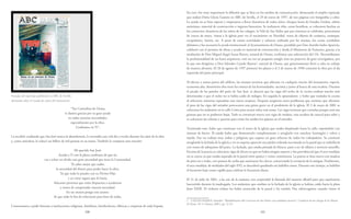 100 101
En esto, fue muy importante la difusión que se hizo en los medios de comunicación, destacando el amplio reportaje
que realizó Doña Gloria Gamito en ABC de Sevilla, el 29 de enero de 1997, de tres páginas con fotografías a color.
La ayuda no se hizo esperar y empezaron a llover donativos de todos sitios: cheques hasta de Estados Unidos, sobres
anónimos, material de construcción o ingresos bancarios. Se realizaron rifas, cenas benéficas, se colocaron huchas en
los comercios, donativos de los niños de los colegios, la Velá de San Pedro que por entonces se celebraba, procesiones
de cruces de mayo, visitas a la iglesia para ver el nacimiento en Navidad, venta de objetos de cerámica, estampas,
escapularios, lotería, etc. A pesar de tantas actividades y esfuerzo realizado por las monjas, los costes resultaban
altísimos y fue necesaria la ayuda institucional: el Ayuntamiento de Osuna, presidido por Don Antolín Isidro Aparicio,
colaboró con el permiso de obras y ayuda en material de construcción y desde el Ministerio de Fomento, gracias a la
mediación de Don Miguel Ángel Arauz Rivero, natural de Osuna, recibimos una subvención del 1%. Necesitábamos
la profesionalidad de un buen arquitecto, esto no era un pequeño arreglo sino un proyecto de gran envergadura, por
lo que nos dirigimos a Don Salvador Cejudo Ramos1
, natural de Osuna, que generosamente llevó a cabo su trabajo
de manera altruista. El 28 de agosto de 1997 presentó los planos y el 2 de marzo de 1998 comenzó la obra por el ala
izquierda del patio principal.
Al afectar a tantas partes del edificio, las monjas tuvieron que ubicarse en cualquier rincón del monasterio: ropería,
economía alta, dormitorio alto entre los enseres de las hermandades, sacristía y junto al hueco de una escalera. Durante
el picado de las paredes del patio de San José, se detectó que las vigas del techo de la cocina estaban mucho más
deterioradas y que el techo no se había caído de milagro. En seguida lo apuntalaron y hubo que trasladar la cocina
al refectorio mientras reparaban esta nueva sorpresa. Después surgieron otros problemas que tuvimos que afrontar:
el peso de las vigas del mirador provocaron una grieta grave en el presbiterio de la iglesia. El 2 de mayo de 2001 se
colocaron los andamios en la calle Cristo para actuar sobre esas zonas. Las vigas tuvieron que cortarlas porque eran tan
gruesas que no se pudieron bajar. Todo se construyó nuevo con vigas de madera, una escalera de caracol para subir y
se colocaron las celosías y puertas para evitar los aniden los pájaros en el mirador.
Terminado esto, hubo que continuar con el muro de la iglesia que estaba desplazado hacia la calle, sujetándolo con
tirantas de hierro. El tejado hubo que desmontarlo completamente y arreglarlo con zunchos, hormigón y volver a
tejarlo. Fue un trabajo muy arduo y peligroso que supuso un gran esfuerzo de todos los trabajadores. Se continuó
arreglando la fachada de la iglesia y en su esquina apareció una piedra redonda incrustada en la pared que se embelleció
con trozos de adoquines del patio. La fachada, que estaba pintada de blanco, pasó a ser de sillares y mortero amarillo.
Encima de la puerta se colocaron vigas de hierro ya que no había ningún soporte y fue providencial que el arco mudéjar
no se cayera ya que estaba separado de la pared entre quince y veinte centímetros. La puerta se hizo nueva con madera
de pino tea e iroko, con puntos de caoba que sustituyen los clavos, conservando la cerrajería de la antigua. Finalmente,
el arco mudéjar, de mediados del siglo XVI, se descubrió quedando sus ladrillos vistos. Durante este tiempo, se habilitó
el locutorio bajo como capilla para celebrar la Eucaristía diaria.
El 21 de julio de 2001, a las seis de la mañana, nos sorprendió la llamada del maestro albañil para que supiéramos
loocurrido durante la madrugada. Los andamios que estaban en la fachada de la iglesia se habían caído hacia la plaza
Juan XXIII. El violento solano los había arrancado de la pared y los tumbó. Nos sobrecogimos cuando vimos el
1 CEJUDO RAMOS, Salvador: “Rehabilitación del Convento de San Pedro: una andadura incierta”, Cuaderno de los Amigos de los Museos
de Osuna Nº 3, (Osuna, 2001), pp. 21-25.
“Tus Carmelitas de Osuna
te damos gracias por tu gran ayuda
en todas nuestras necesidades,
especialmente por la obra.
Confiamos en Ti”.
La escribió confiando que San José nunca la abandonaría, le encendió una vela día y noche durante los años de la obra
y, como anécdota, le colocó un billete de mil pesetas en su mano. También le compuso otra oración:
Mi querido San José:
Acudo a Ti con la plena confianza de que no
vas a echar en olvido esta gran necesidad que tiene la Comunidad.
Tú sabes mejor que nadie,
la necesidad del dinero para poder hacer la obra.
Tú que todo lo puedes con tu Divino Hijo
y yo estoy segura que lo harás,
búscanos personas que estén dispuestas a ayudarnos
y traten de comprender nuestra necesidad.
En tus manos pongo este asunto.
Sé que todo lo has de solucionar para bien de todas.
Comenzamos a pedir limosna a instituciones religiosas, familiares, bienhechores, fábricas y empresas de toda España.
Portada del reportaje publicado en ABC de Sevilla
alertando sobre el estado de ruina del monasterio.
 