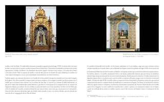 172 173
En paralelo al desarrollo de la rocalla y de las formas ondulantes en el arte andaluz, surge una nueva corriente estética
europea inspirada en el mundo clásico, que se difundió por España a partir de mediados del siglo XVIII con la creación de
la Academia de Bellas Artes de San Fernando en Madrid. Un lenguaje artístico que revalorizó los elementos arquitectónicos,
los órdenes clásicos y la sencillez ornamental, frente a las formas tradicionales barrocas que pervivieron en Andalucía
durante largo tiempo por demanda de un sector social más popular. Paulatinamente la columna y el orden sustituyeron a la
algarabía arquitectónica y escultórica, pese a que la rocalla se continuó utilizando, aunque como un elemento ornamental
aislado. A finales del siglo XVIII, el retablo clásico se impuso de forma oficial desde la Academia, institución que tenía las
competencias de autorizar cualquier diseño de retablo que se construyera en España. En Osuna, la novedad de la columna
clásica de capitel corintio o compuesto con fuste liso rememoraba la aportación de Francisco María de Seba en el retablo
mayor de la Colegiata y en otros retablos de su producción, y vuelve a aparecer, en competencia todavía con el estípite,
a partir de la década de los setenta en retablos mayores como el del convento del Espíritu Santo y el monasterio de San
Pedro29
.
29 ROMERO TORRES, José Luis y MORENO DE SOTO, Pedro Jaime: “Una cuestión de estética barroca...”, p. 82.
rocallas, el de San Pedro. El retablo debió ejecutarse avanzada la segunda mitad del siglo XVIII. Se asienta sobre una mesa
de altar cuya ejecución es anterior y podría retrasarse hasta el Seiscientos.Tiene forma de pirámide invertida en dos niveles
superpuestos y perfiles curvilíneos, con abundante decoración vegetal y hojarasca muy carnosa, y el escudo de la Orden
como pieza central. Todo el conjunto de retablo y mesa de altar presenta un dorado de escasa calidad que le confiere un
cierto aspecto homogéneo a la par que ha devaluado sustancialmente sus valores históricos.
También aparece este elemento decorativo en el retablo de la Inmaculada Concepción, instalado en el muro del Evangelio
de la iglesia. Esta obra la preside la imagen titular, de factura moderna. En su origen es posible que hiciera pareja con el
retablo que se encuentra justo enfrente con la escultura de San Elías. Se trata de un conjunto de difícil adscripción, ya
que parece haber sido transformado sustancialmente o que fuera la consecuencia de la composición de un conjunto de
fragmentos dispares procedentes de otros retablos. La pieza decorativa con la tiara pontificia y las llaves de San Pedro que
cierra el intrados del arcosolio recuerda al frontal de una mesa de altar, como otras que encontramos en el monasterio.
Hasta los años cincuenta del pasado siglo este retablo estaba pintado en azul, con motivos florales, pero fue dorado por
iniciativa de la Congregación de las Hijas de María.
Retablo de Nuestra Señora del Carmen, segunda mitad del
siglo XVIII.
Retablo de San José con el Niño, actualmente con las esculturas
de la Sagrada Familia, c. 1780-1800.
 