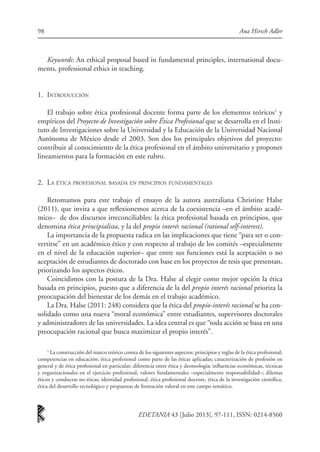 EDETANIA 43 [Julio 2013], 97-111, ISSN: 0214-8560
Ana Hirsch Adler
98
Keywords: An ethical proposal based in fundamental p...