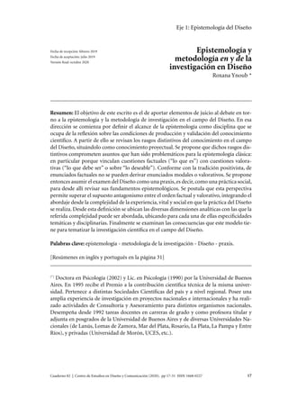 Cuaderno 82 | Centro de Estudios en Diseño y Comunicación (2020). pp 17-31 ISSN 1668-0227
20
Roxana Ynoub Epistemología y ...