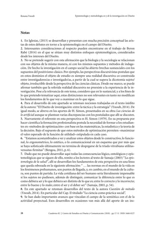Cuaderno 82 | Centro de Estudios en Diseño y Comunicación (2020). pp 17-31 ISSN 1668-0227 31
Roxana Ynoub Epistemología y ...