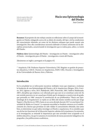 Cuaderno 82 | Centro de Estudios en Diseño y Comunicación (2020). pp 33-45 ISSN 1668-0227 37
Ana Cravino Hacia una Epistem...