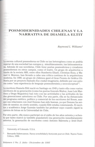 Posmodernidades chilena. -Narrativa de Diamela Eltit
