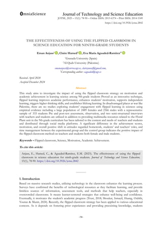 THE EFFECTIVENESS OF USING THE FLIPPED CLASSROOM IN SCIENCE EDUCATION ...