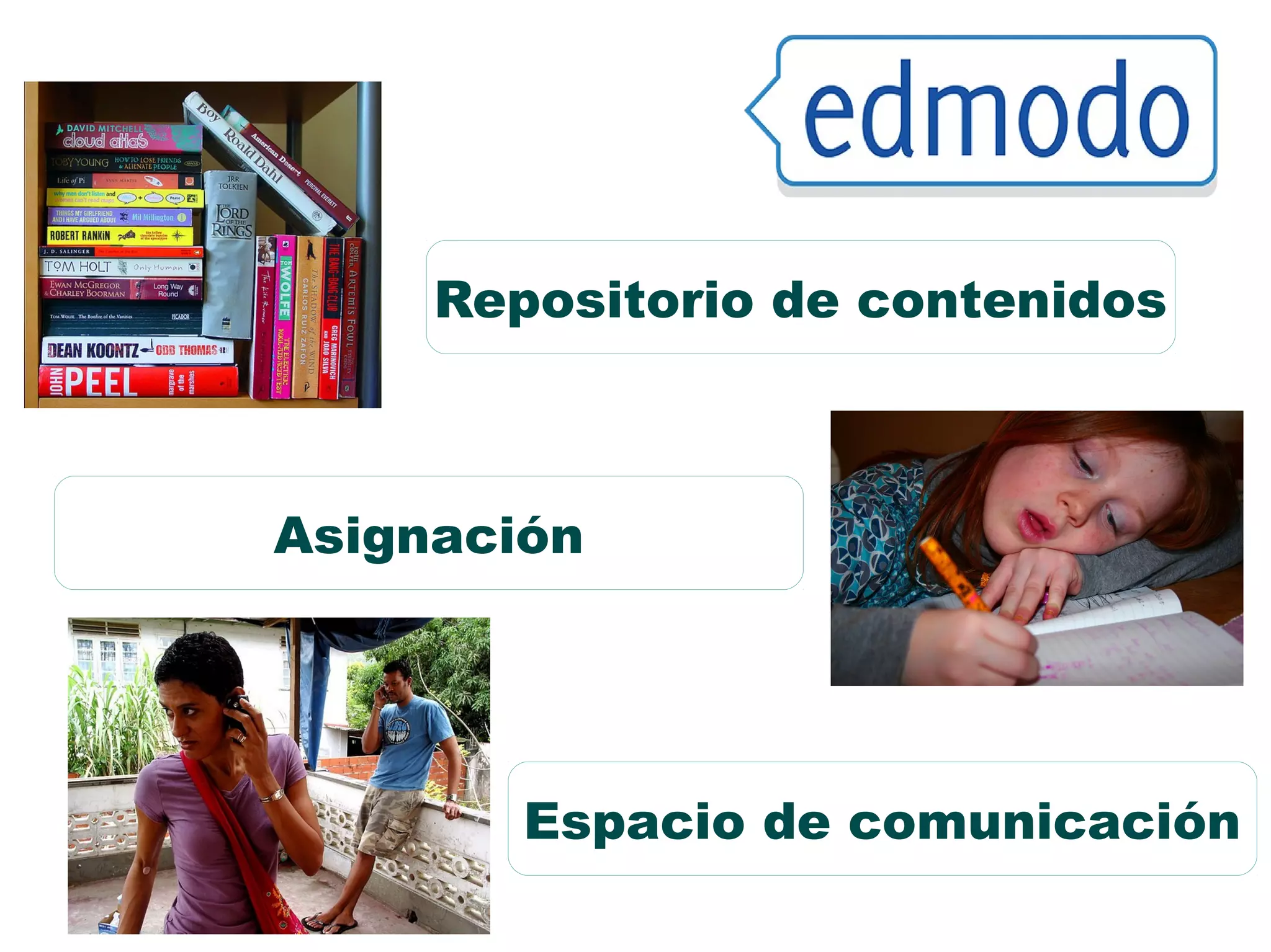 Repositorio de contenidos
Asignación
Espacio de comunicación