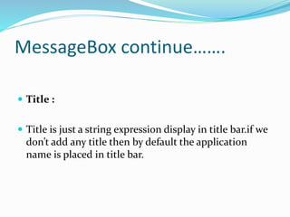 Dialog box in vb6 | PPTX