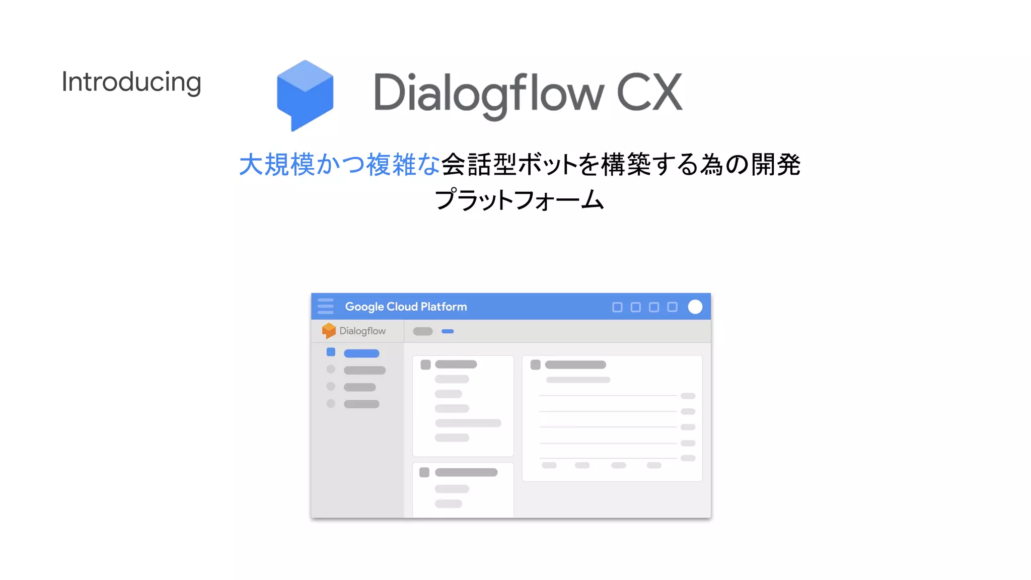 Introducing
大規模かつ複雑な会話型ボットを構築する為の開発
プラットフォーム
 