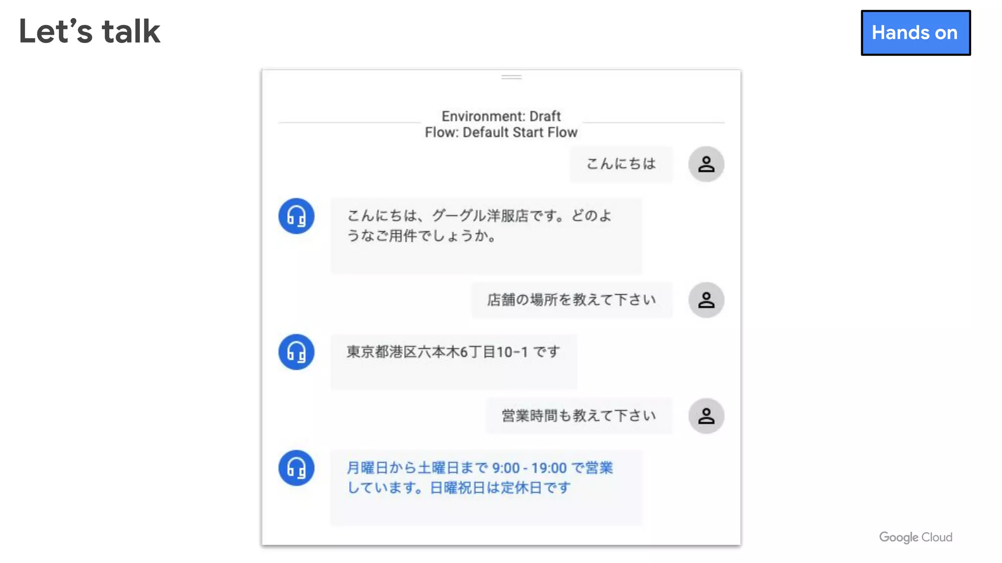 Let’s talk Hands on
 