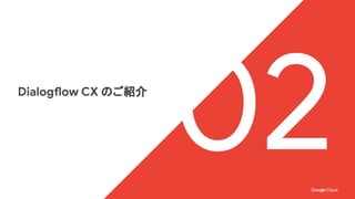 Dialogflow CX のご紹介
02
 
