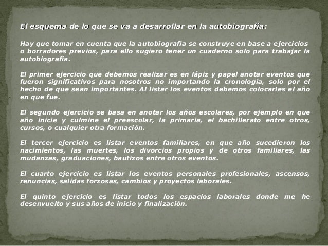 Como Iniciar la Autobiografía?