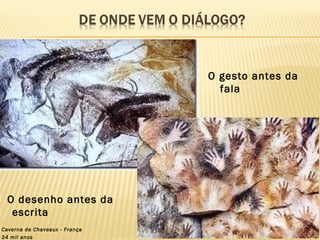 O gesto antes da
fala
O desenho antes da
escrita
Caverna de Chaveaux - França
34 mil anos
 