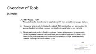 Overview of Tools
Examples
Source:
(Mayo 2016)
 