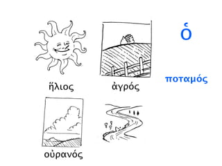 ἥλιος ἀγρός
οὐρανός
ὁ
ἀγρός
ποταμός
ἥλιος
οὐρανός
 