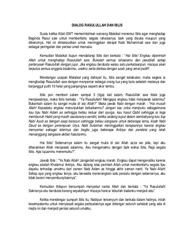 Dialog Rasulullah Dan Iblis