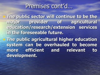 The role of agricultural institutions of higher learning in producing the next generation agricultural leaders in Ethiopia