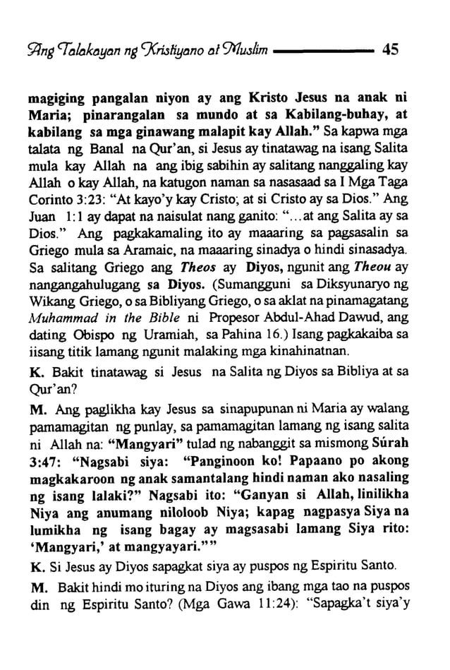 Dialogue between christian and muslim tagalog | PDF