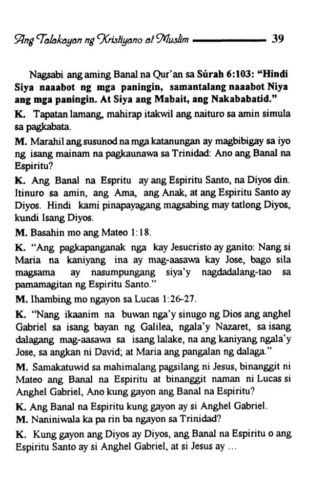 Dialogue between christian and muslim tagalog