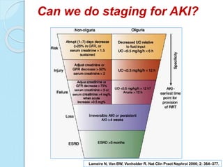 Lameire N, Van BW, Vanholder R. Nat Clin Pract Nephrol 2006; 2: 364–377.
Can we do staging for AKI?
 