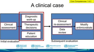 A clinical case
Subsequent evaluationInitial evaluation
Clinical
assessment
Diagnostic
work-up
Patient
education
Therapeutic
decisions
Modify
antimicrobials
Data
review
Clinical
re-assessment
28
Core Competencies 1 & 2
 