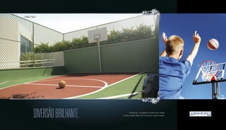 STREET BALLSTREET BALL 
diversão brilhante. O street ball é um ambiente que permite muita diversão 
das mais variadas formas. É só ter uma bola e amigos reunidos. 
Sugestão de layout, móveis, decoração e acabamentos conforme memorial descritivo. Vide contrato de compra e venda. 
A locação de elementos estruturais pode variar de acordo com as exigências técnicas. 
Perspectiva artística do street ball. Foto ilustrativa. 
 