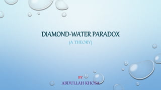 DIAMOND-WATER PARADOX
(A THEORY)
BY
ABDULLAH KHOSA
 