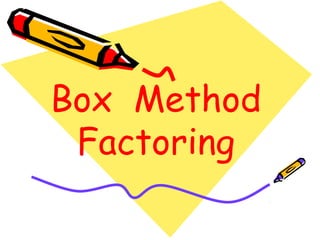 Box Method
Factoring
 