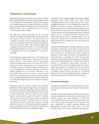 Chairman's Statement
banking stability and support lending to the real sector,the apex In December 2010, theAsset Manageme...