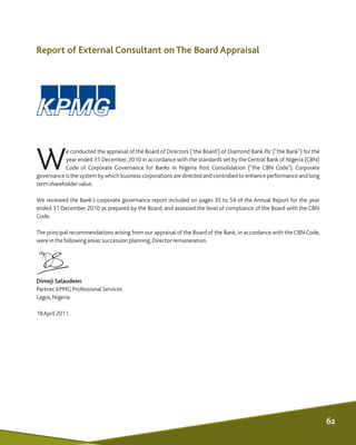 Report of External Consultant on The Board Appraisal
e conducted the appraisal of the Board of Directors ('the Board') of ...