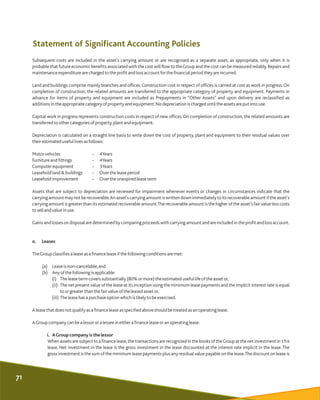 Statement of Significant Accounting Policies
Subsequent costs are included in the asset's carrying amount or are recognise...