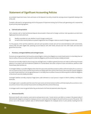 Statement of Significant Accounting Policies
accumulated impairment losses. Gains and losses on the disposal of an entity ...