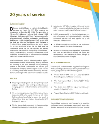 OURHISTORYINBRIEF
RECOGNITIONANDAWARDS
ABOUTUS
OUROPERATIONALPERFORMANCE
uActis invested N17 billion in equity in Diamond ...