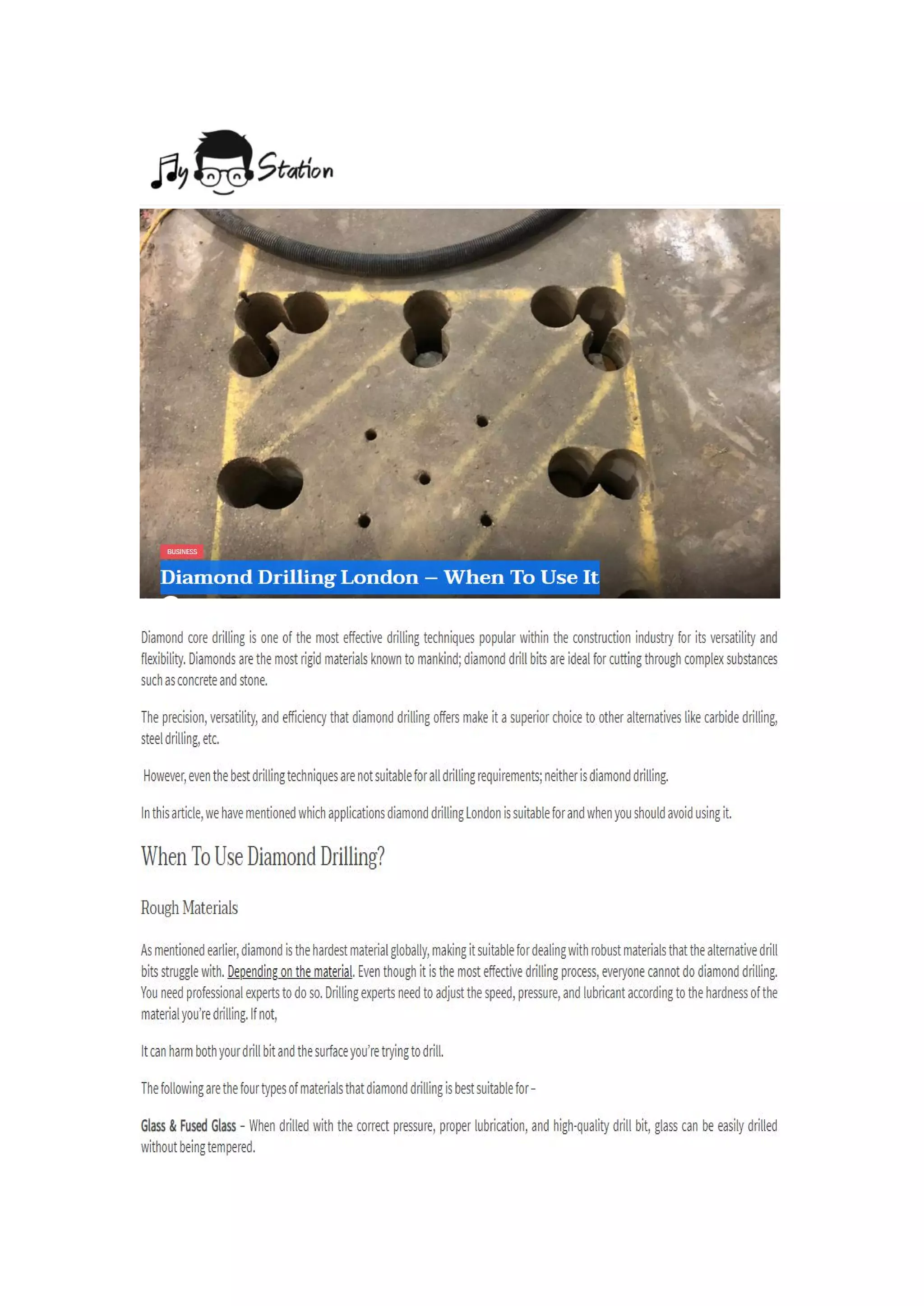 Diamond drilling london when to use it PDF