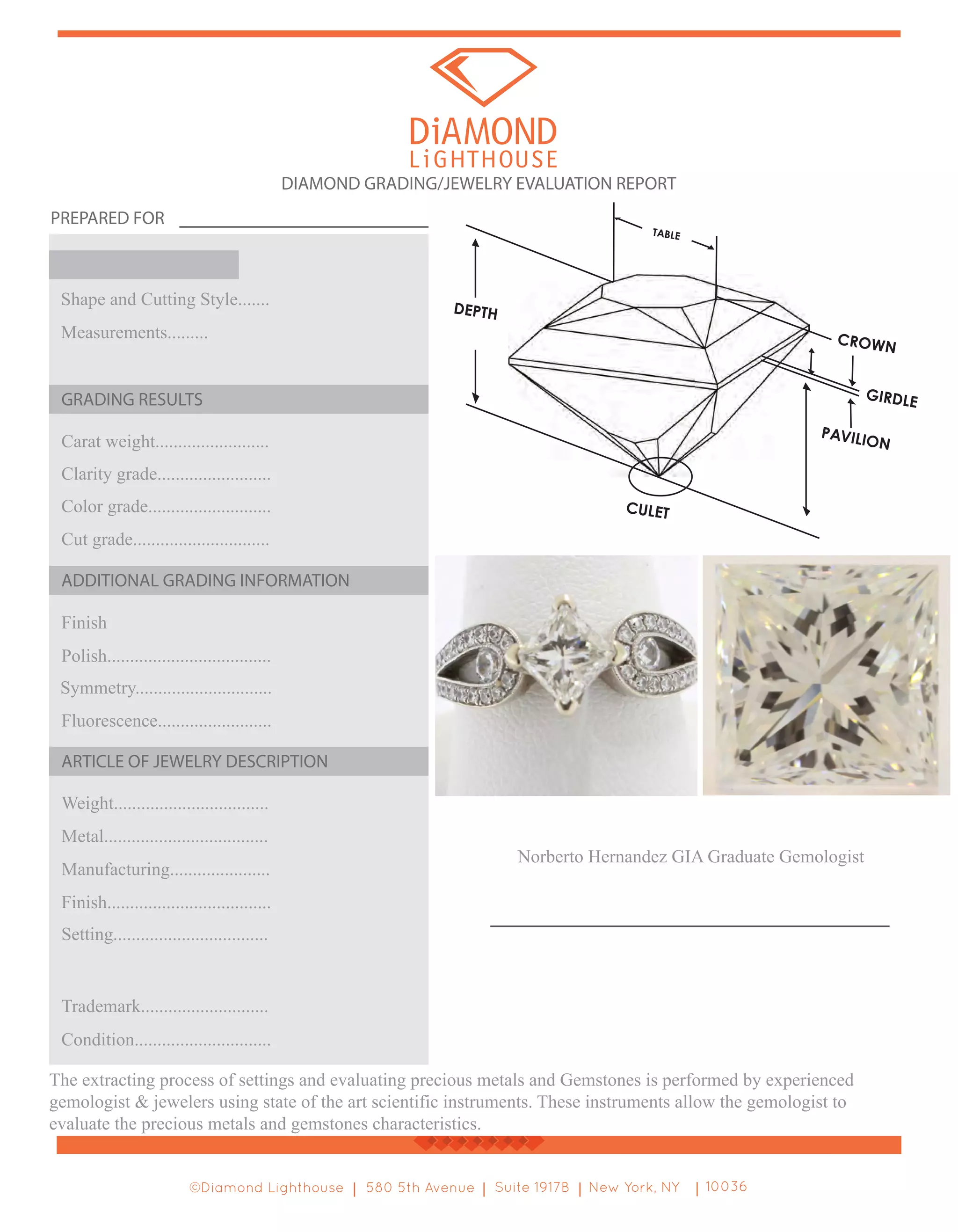 Diamond grading & jewelry evaluation report | PDF