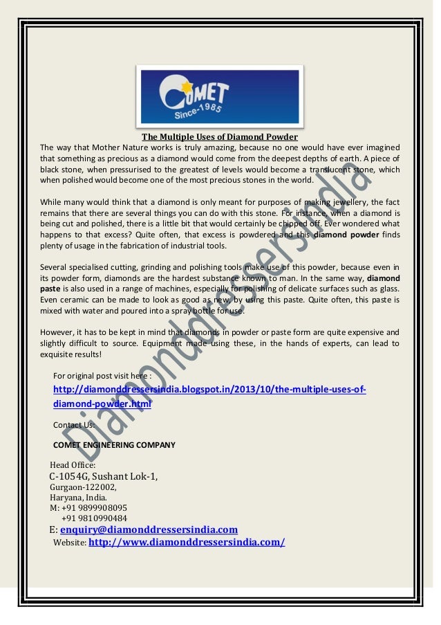 The Multiple Uses of Diamond PowderDiamond powder