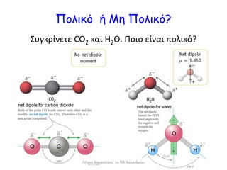 Πολικό ή Μη Πολικό?
Συγκρίνετε CO2 και H2O. Ποιο είναι πολικό?
Πέτρος Καραπέτρος, 1ο ΓΕΛ Χαλανδρίου
 