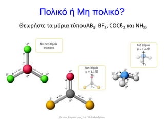 Πολικό ή Μη πολικό?
Θεωρήστε τα μόρια τύπουAB3: BF3, COCℓ2 και NH3.
Πέτρος Καραπέτρος, 1ο ΓΕΛ Χαλανδρίου
 